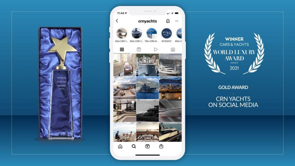 Arachno premiata ai World Luxury Awards 2021 per la social media strategy di CRN Yachts