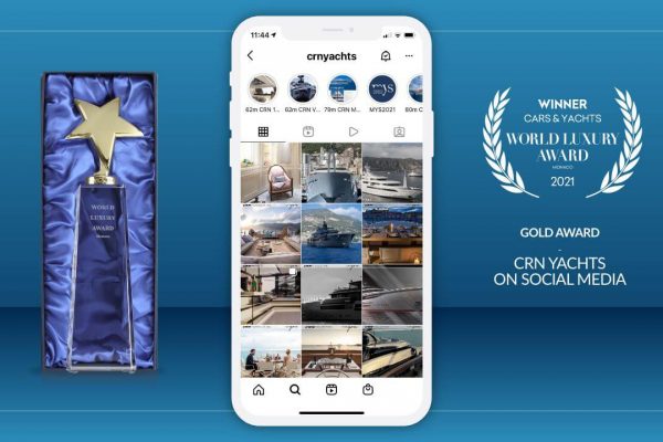 World Luxury Awards 2021: Arachno premiata con il GOLD AWARD per i social media di CRN Yachts.